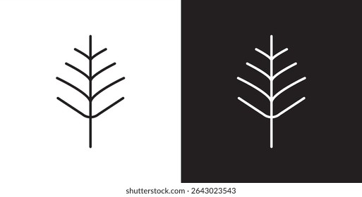 Ícone de ramo seco de árvore. Ícones de árvore de inverno, apresentando árvores nuas e nuas com ramos mortos e secos sem folhas, ícone de linha de árvore, ilustração vetor de árvore em fundo transparente e preto.