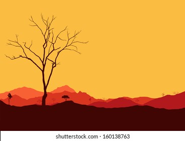  tree dry landscape scene background illustration vector