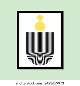 tree and earth geometric line composition. Boho wall decort trendy mid century framed poster A3 A4 art print. Abstract Hand drawn modern minimalist for wall decor, book, covers, posters, flyers.