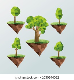 tree and earth icon. Polygonal image. vector graphic