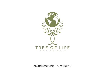tree and earth. tree of life logo design