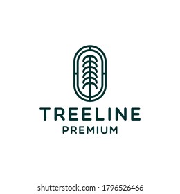 tree eco line logo design natural plant emblem
