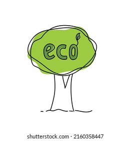 Árbol, icono de ecología. Estilo Doodle. Ilustración vectorial.