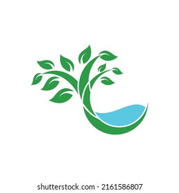 Tree ecology logo vector icon illustration design