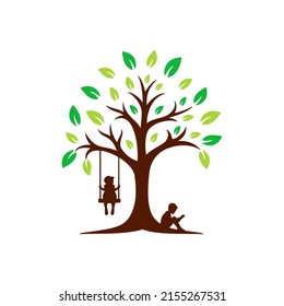 Tree eduation vector logo template illustration.This logo suitable for business