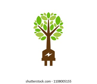 Tree Electric Icon Logo Design Element