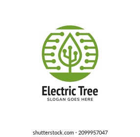 tree electrical logo design template. the concept are combination electric technology symbol with tree