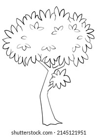 Tree. Element for coloring page. Cartoon style.