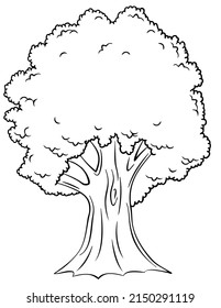 Tree. Element for coloring page. Cartoon style.