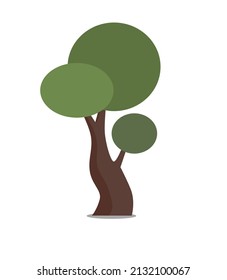 Tree element design for novel books. Green in forest. Tree drawing. Icon nature.