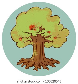 emblema del árbol como Tierra, logotipo del vector de color