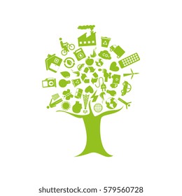 tree with enviroment of recycle and ecology