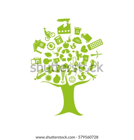 tree with enviroment of recycle and ecology