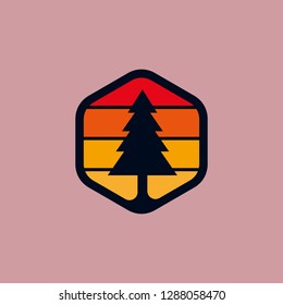 Tree Evergreen logo, Pine tree Logo design inspiration - Vector