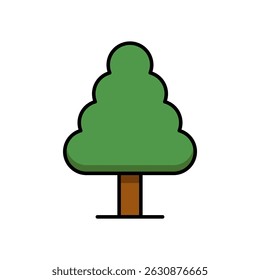Árbol Evergreen Pine Línea de Naturaleza Icono Entorno Navidades al aire libre Vector de contorno plano Editable Fácil de Editar Símbolo