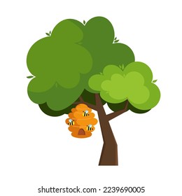Árbol. La evidencia con abejas y miel cuelga en un árbol.