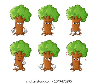tree expressions mascot vector cartoon illustration