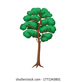 Tree with Exuberant Green Foliage and Trunk Vector Illustration