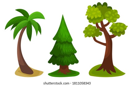 Tree with Exuberant Green Foliage and Trunk Vector Illustration