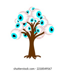 Tree with eyes. Eyed tree. Vector illustration