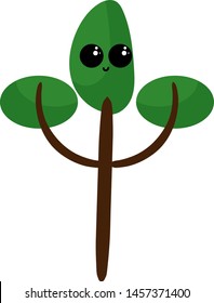 Árbol con ojos, ilustración, vector sobre fondo blanco