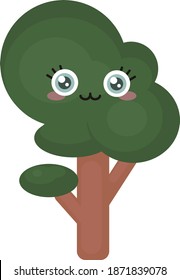 Tree with eyes, illustration, vector on white background.