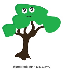 Árbol con una imagen de cara que mira el vector de impresión sobre fondo blanco