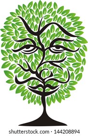 Tree face vector illustration
