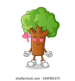 tree fall in love mascot vector cartoon illustration