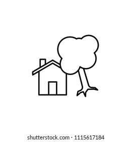 tree fall on the house line icon. Element of insurance sign for mobile concept and web apps. Thin line tree fall on the house icon can be used for web and mobile. Premium icon on white background