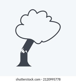 Tree Falling Icon in trendy glyph style isolated on soft blue background