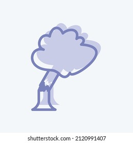 Tree Falling Icon in trendy two tone style isolated on soft blue background