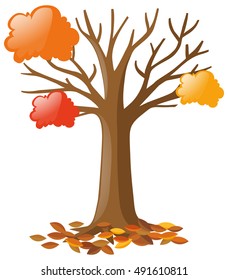 Árbol con ilustración de hojas caídas
