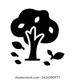 tree with falling leaves, symbolizing autumn weather and change.