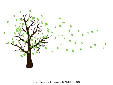 Tree with falling leaves vector 
