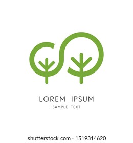 Tree Family Logo - Big Plant And Small Sapling Symbol. New Life In Nature, Mother And Child Unity Vector Icon.