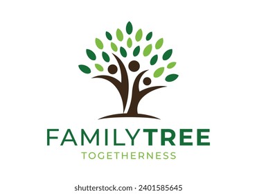 tree family people unity, tree of life logo icon vector design illustration