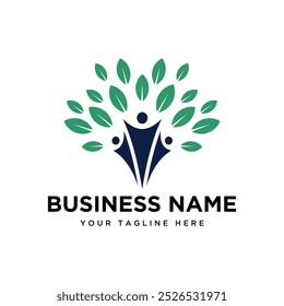 Tree family vector logo design template