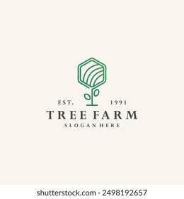 Tree farm logo vector icon illustration hipster vintage retro
