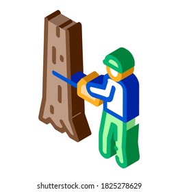 tree felling worker icon vector. isometric tree felling worker sign. color isolated symbol illustration