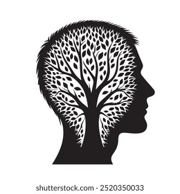 tree with female face silhouette vector design eps