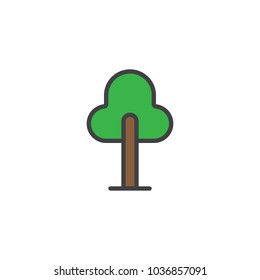 Tree filled outline icon, line vector sign, linear colorful pictogram isolated on white. Wood symbol, logo illustration. 