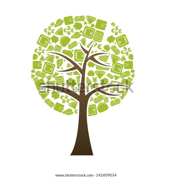Tree Finance Over White Background Vector Stock Vector (Royalty Free