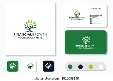 Tree Financial Growth Logo Design Concept and Business Card