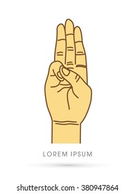 Tree fingers, hand language, Scout honor hand gesture graphic vector.