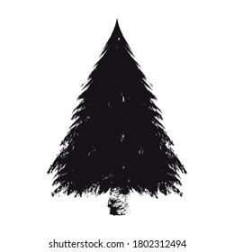 Tree fir pine spruce logo icon sign silhouette element symbol Hand drawn Modern natural design style Fashion print clothes apparel greeting invitation card banner happy new year poster badge flyer
