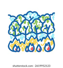 tree fire doodle icon sketch vector. tree fire sign. isolated symbol illustration