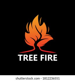 Tree Fire Logo Template Design Vector