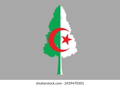 Tree flag of Algeria, Flag of Algeria, original and simple Algeria flag, vector illustration of Algeria flag