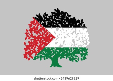 Tree flag of Palestine, Flag of Palestine, original and simple Palestine flag, vector illustration of Palestine flag